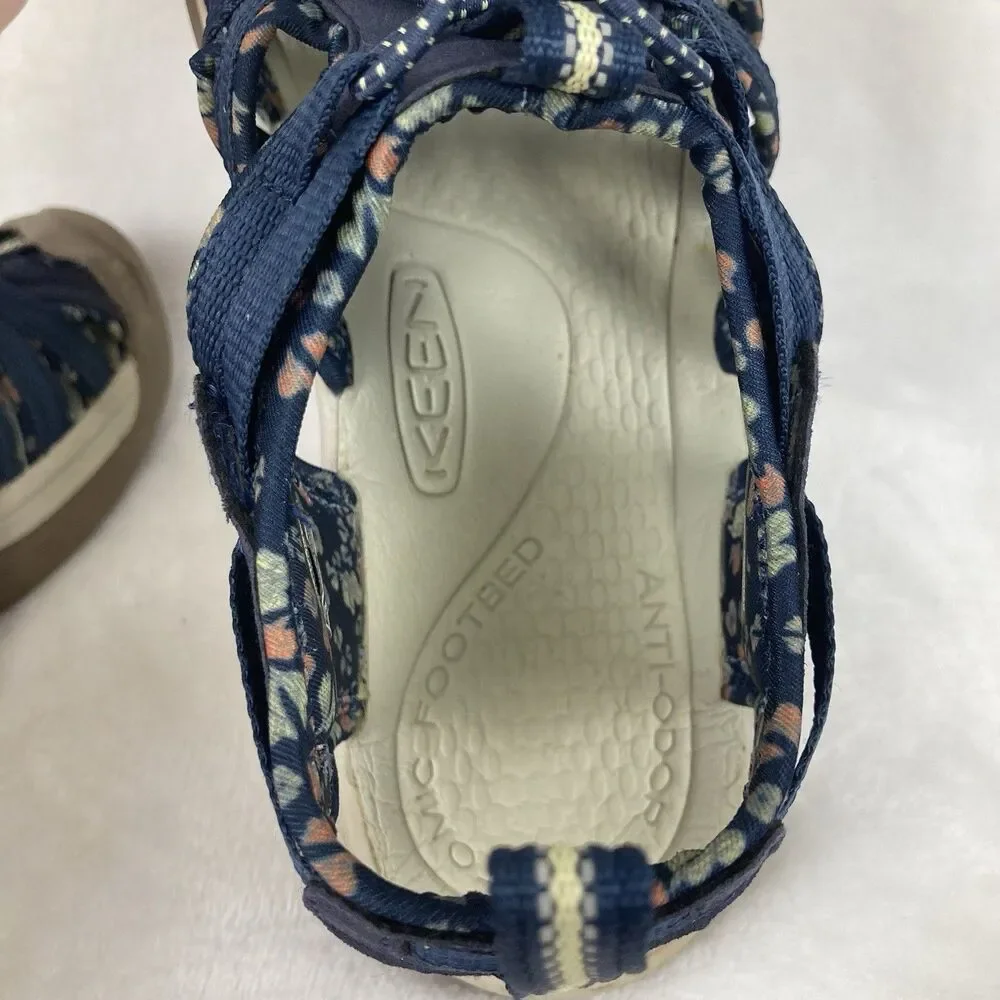 KEEN Sandals Women’s Size 8 Navy Blue Floral Outdoor Shoes Waterproof Hiking